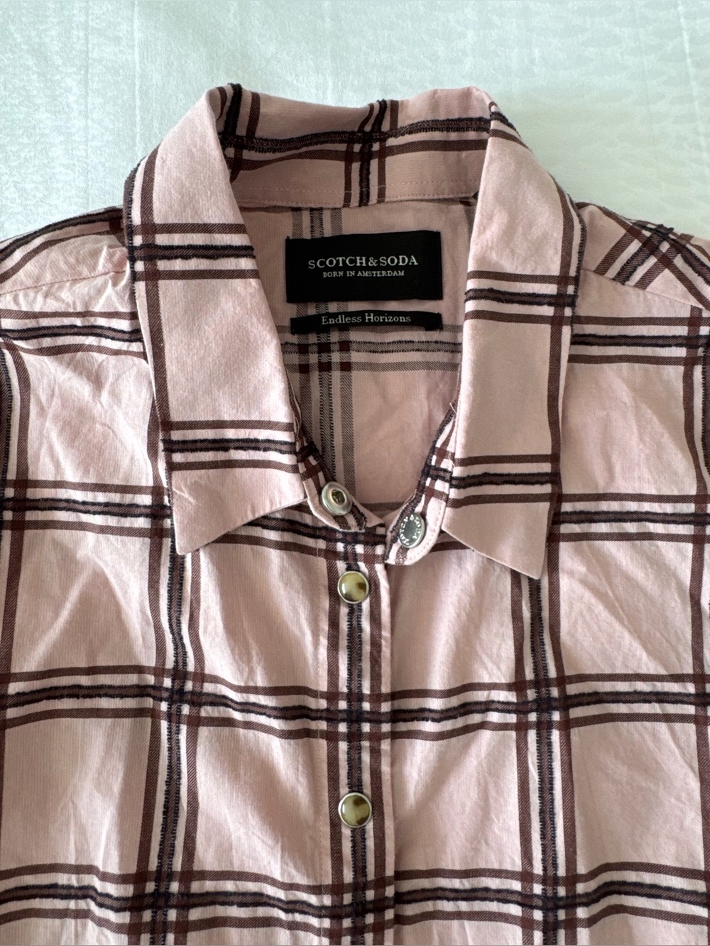 Scotch & Soda Pink Purple Plaid Striped Button-Up Shirt Medium